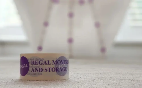 Branded Regal Moving & Storage packing tape prepared for a house removal in Maidstone