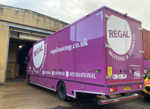 Regal Moving & Storage lorry outside a warehouse during a Maidstone business move