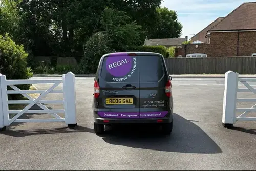 Regal Moving & Storage van prepared for customs on a removal to Italy