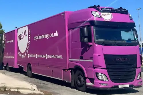 Regal Moving & Storage lorry ready for a dedicated load removal to Italy