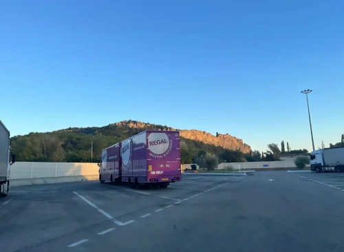 Regal Moving & Storage branded removals lorry parked ahead of a European removals journey